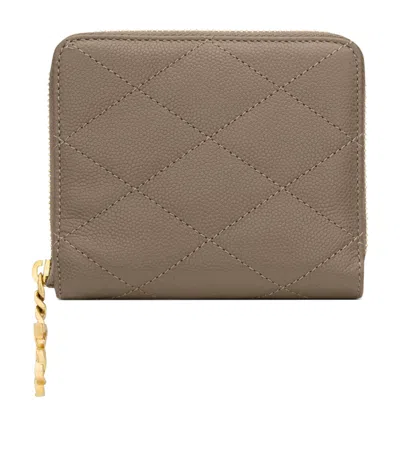 Saint Laurent Matelassé Zip-up Wallet In Gray