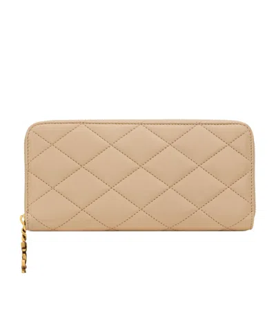 Saint Laurent Matelassé Zip-up Wallet In White