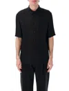 Saint Laurent Matte And Shiny Cassandre Striped Silk Shirt In Black