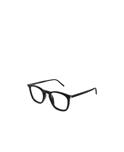 Saint Laurent Matte-effect Square-frame Glasses In Black