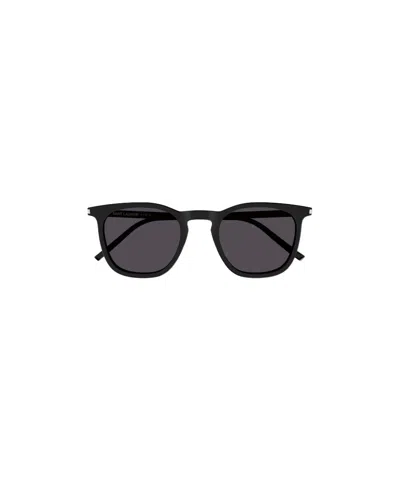 Saint Laurent Matte-effect Square-frame Sunglasses In Black