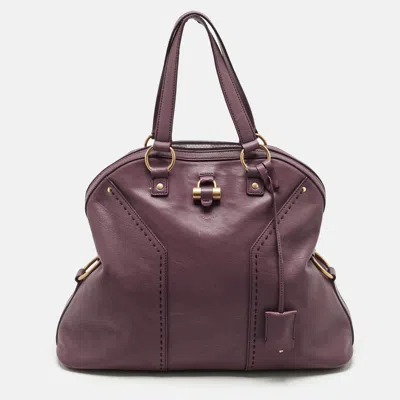 Pre-owned Saint Laurent Mauve Leather Oversized Muse Bag In Purple