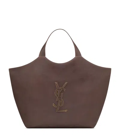 Saint Laurent Maxi Calfskin Icare Tote Bag In Brown