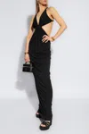 Saint Laurent Abito Lungo In Crepe Nero Donna In Black