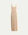 Saint Laurent Maxi Scoop-neck Tank Dress In Pale Gold