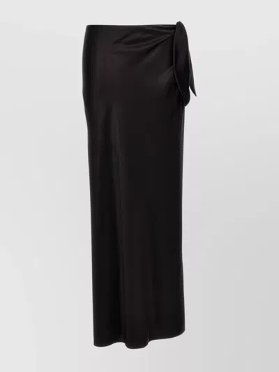 Saint Laurent Bow Detailed Silk Maxi Skirt In Black
