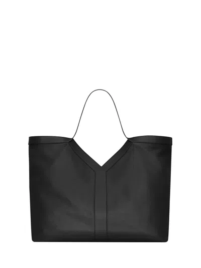 Saint Laurent Maxi Tote Handbag In Hammered Leather In Black