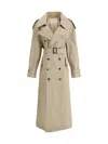 Saint Laurent Maxi Trench Coat In Beige Clair