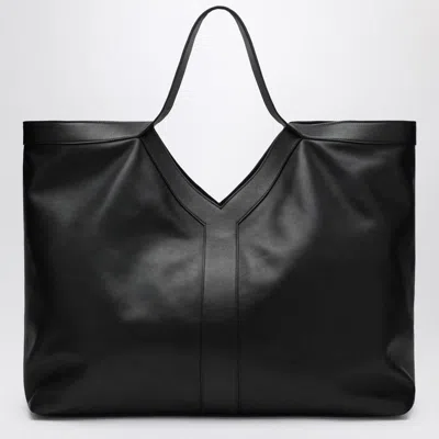 Saint Laurent Maxi Y Tote Bag Black Pebbled Leather