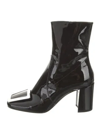 Pre-owned Saint Laurent Maxine Booties Patent Leather Boots W/ Tags In Black