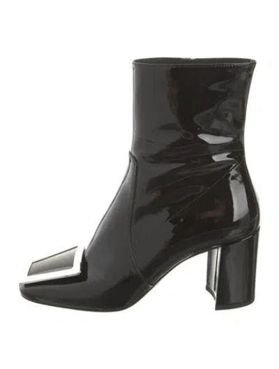 Pre-owned Saint Laurent Maxine Booties Patent Leather Boots W/ Tags In Black