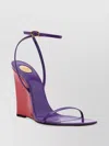 Saint Laurent May Wedge Sandals With Crisscrossed Ankle Strap In Pink