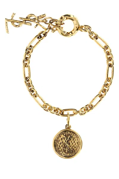 Saint Laurent Medaille Bracelet In Gold