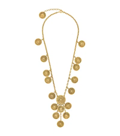 Saint Laurent Medallion Chain Necklace In Metallic