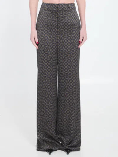 Saint Laurent Medallion Pattern Trousers In Blue