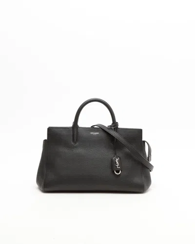 Saint Laurent Medium Cabas Rive Gauche Bag In Black