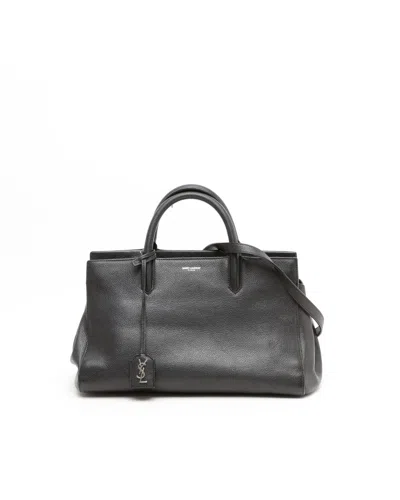 Saint Laurent Medium Cabas Rive Gauche Bag In Black