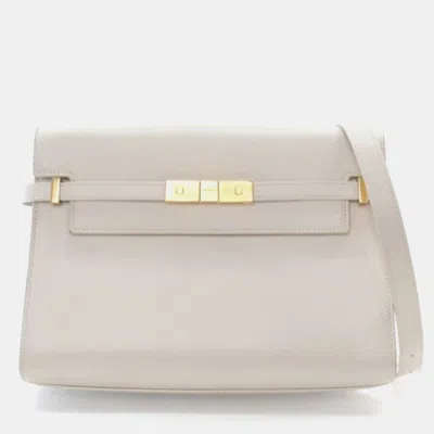 Pre-owned Saint Laurent Medium Calfskin Manhattan Shoulder Bag In Sand