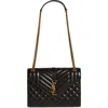 Saint Laurent Medium Cassandra Quilted Leather Envelope Bag In Nero/nero/nero