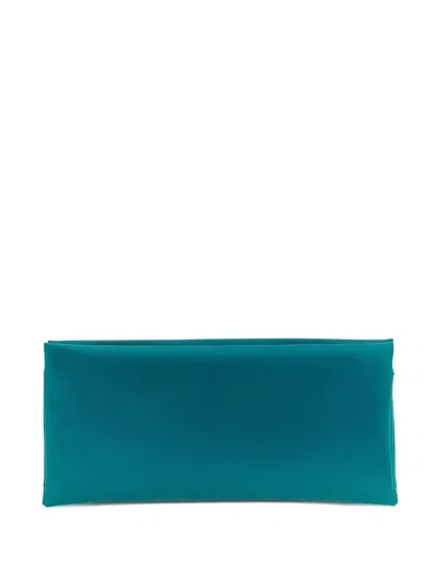 Saint Laurent Medium Cassandre-charm Clutch Bag In Green