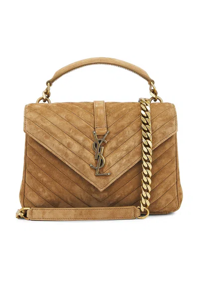 Saint Laurent Medium College Bag In Golden Leaf