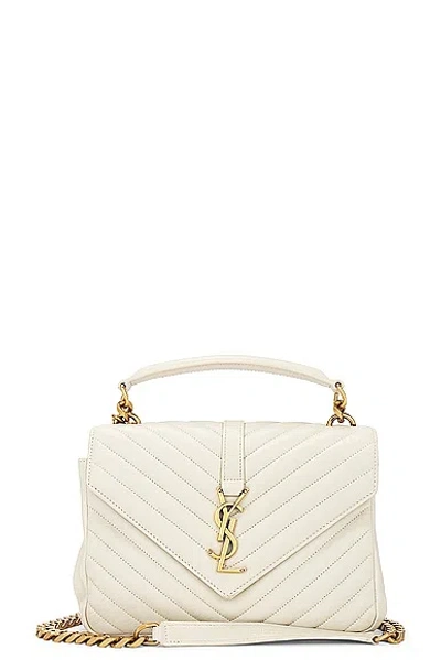 Saint Laurent Medium College Chain Bag In Blanc Vintage