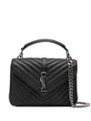 Saint Laurent College Medium Quilted Leather Shoulder Bag In Black