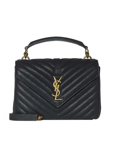 Saint Laurent Medium College In Quilted Leather In Black