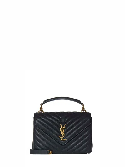 Saint Laurent Medium College In Quilted Leather In Black
