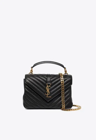 Saint Laurent Medium College Leather Crossbody Bag In Black