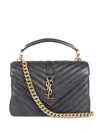 Saint Laurent College Medium Quilted Leather Tote In Black