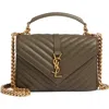 Saint Laurent Medium College Matelassé Leather Shoulder Bag In Brown