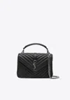 Saint Laurent Medium College Quilted Leather Shoulder Bag In Black