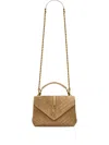 Saint Laurent Medium College Quilted Suede Shoulder Bag