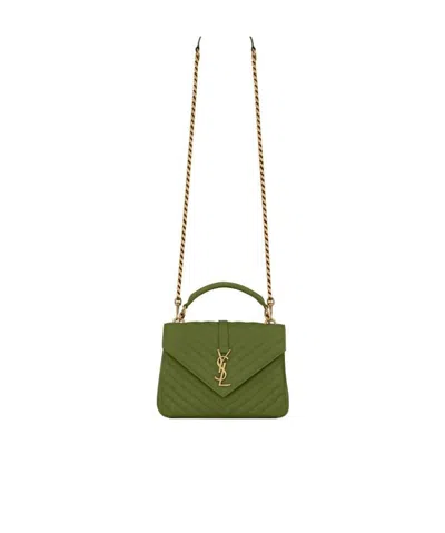Saint Laurent Medium Collège Shoulder Bag In Green