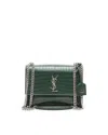 Saint Laurent Medium Croc Sunset Bag In Green
