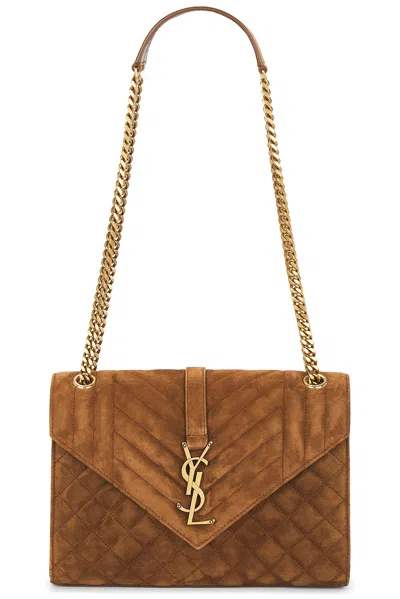 Saint Laurent Medium Envelope Chain Bag In Brown