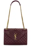 Saint Laurent Medium Envelope Chain Bag In Burgundy
