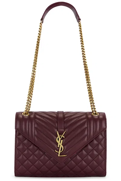 Saint Laurent Medium Envelope Chain Bag In Burgundy