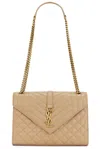 Saint Laurent Medium Envelope Chain Bag In Dark Toffee