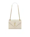 Saint Laurent Medium Envelope Logo-plaque Quilted Shoulder Bag In Nude