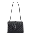 Saint Laurent Medium Envelope Matelassé Shoulder Bag In Black