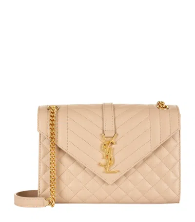 Saint Laurent Medium Envelope Matelassé Shoulder Bag In Brown