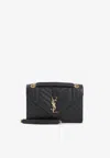 Saint Laurent Medium Envelope Quilted Leather Shoulder Bag In Black