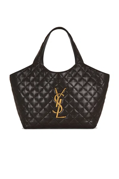 Saint Laurent Medium Icare Shopping Bag In Dark Chocolate