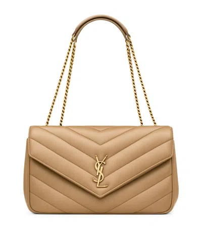 Saint Laurent Medium Leather Loulou Shoulder Bag In Brown