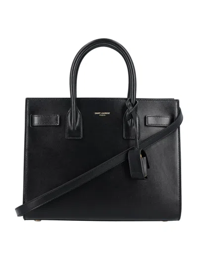 Saint Laurent Medium Leather Tote Bag In Nero