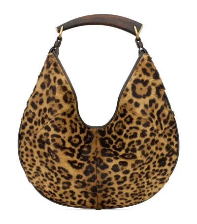 Saint Laurent Medium Leopard Print Mombasa Shoulder Bag In Brown