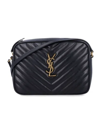 Saint Laurent Lou Medium Ysl Camera Bag With Pocket In Quilted Leather In Black
