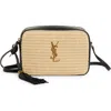 Saint Laurent Medium Lou Raffia & Leather Camera Bag In Natural Beige/nero